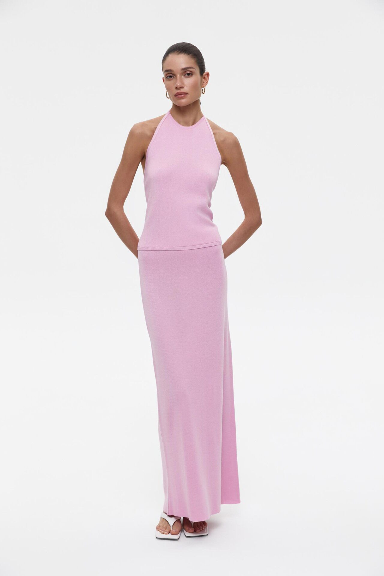 Backless Halter Top and Long Skirt Set Elegant Versatile Sexy Perfect for Parties and Beach Wear Wholesale Available