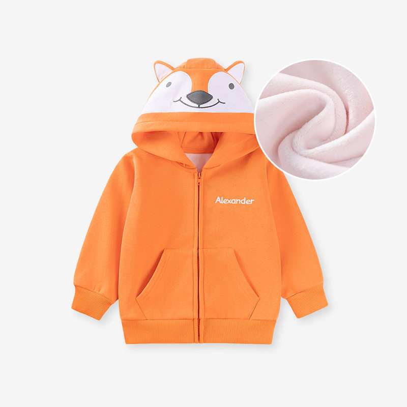 Autumn Fleece-lined Boys' Hoodie, Cute Hooded Kids' Jacket, [Style] Boys' Top