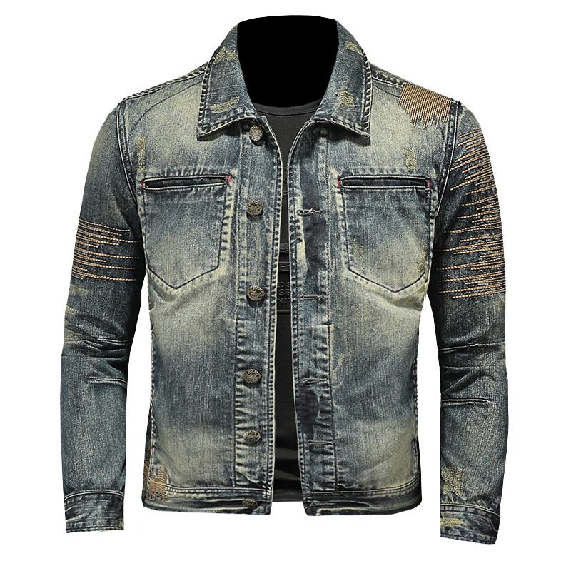 (Mới) Mã B7413 Giá 1970K: Áo Khoác Nam Qitygf Phục Cổ Cổ Điển Thêu Họa Tiết Hoa Thời Trang Nam Chất Liệu Jean Bò G05 Sản Phẩm Mới, (Miễn Phí Vận Chuyển Toàn Quốc).