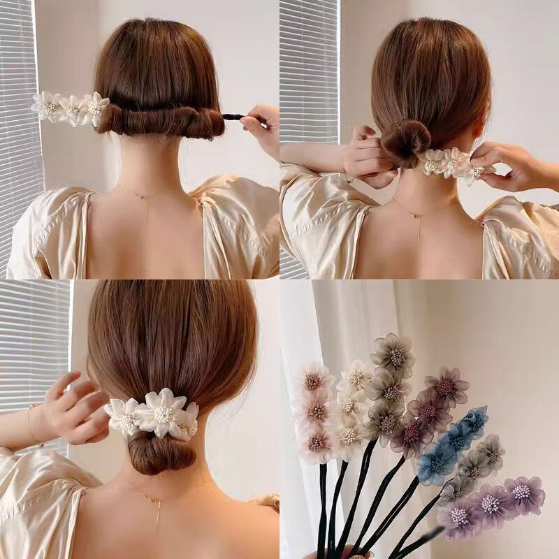 Lazy Marubeni Head Hair Curler Headwear Korean-style Simple All-match Hair Curling Bub New Style Flower Hair Curling Artifact for Women