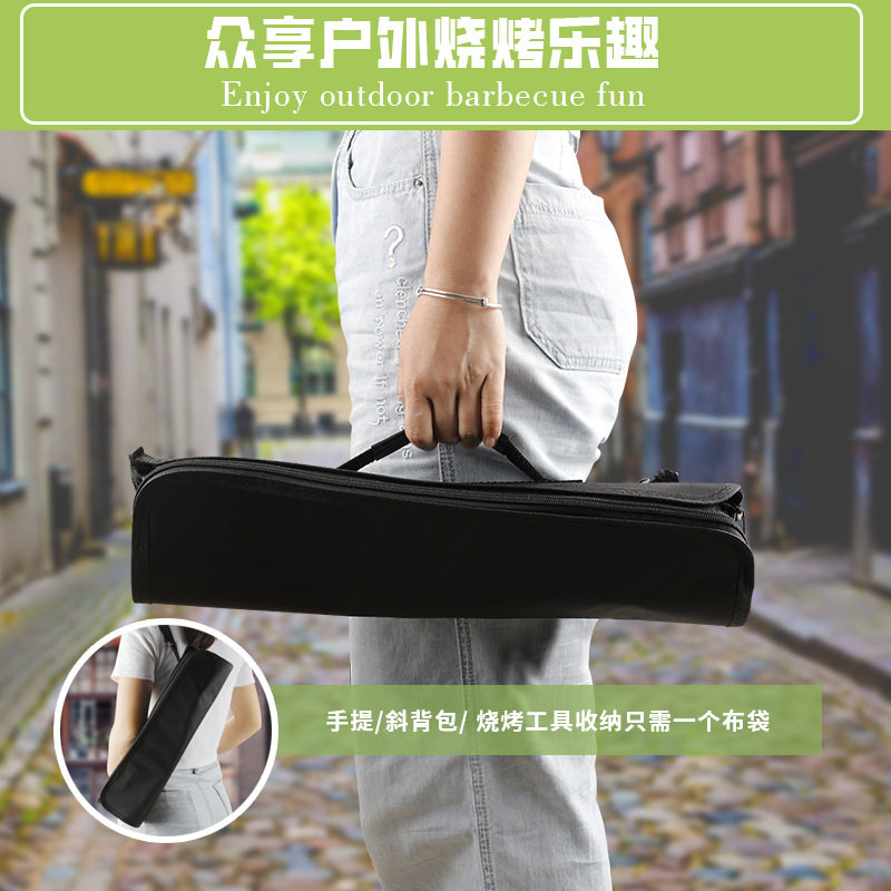 Factory in stock barbecue BBQ grill suit outdoor barbecue tools portable cloth bag wooden handle Stainless Steel Grill