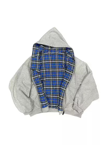 Spliced ​​Reversible Cardigan Sweatshirt for Men in Spring and Autum Niche Design Trendyy American Retro Loose Hooded Jacket