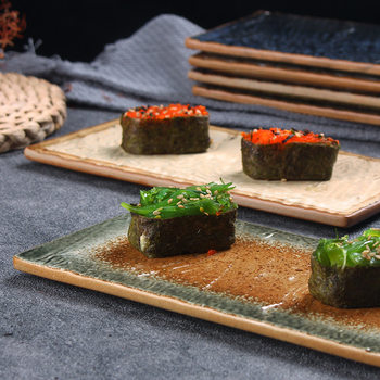 Japanese Ceramic Plate Hotel Sushi Plate Rectangular Japanese Sashimi Plate High-Value Fish Plate Barbecue Plate Wholesale