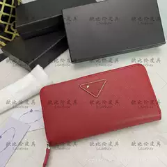 2026 Genuine Leather Wallet European and American Cross-Border Supply Foreign Trade Wholesale Women's Long Wallet Cross-Grain Zipper Wallet