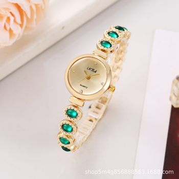 High-End Sense - Small Dial Bracelet Watch with Vintage-Style Gold Face for Women - 6913 Water Drop