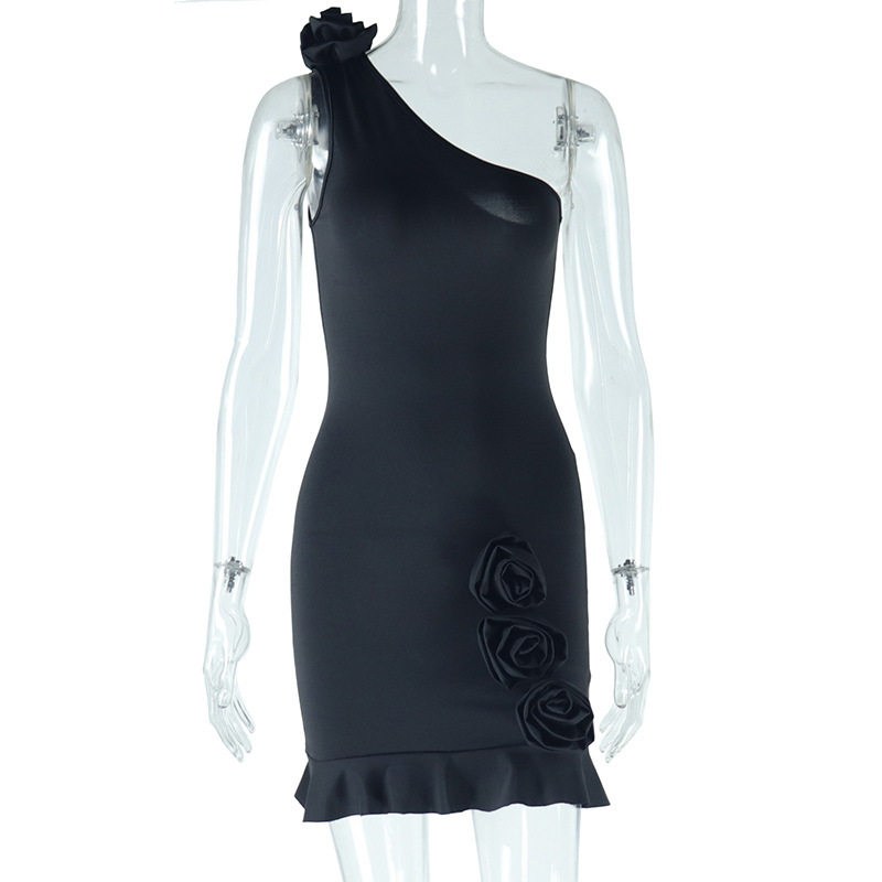 Solid Color Backless Bodycon Dress Trendy Style Asymmetrical Neckline Chic Design Perfect for Parties or Night Out