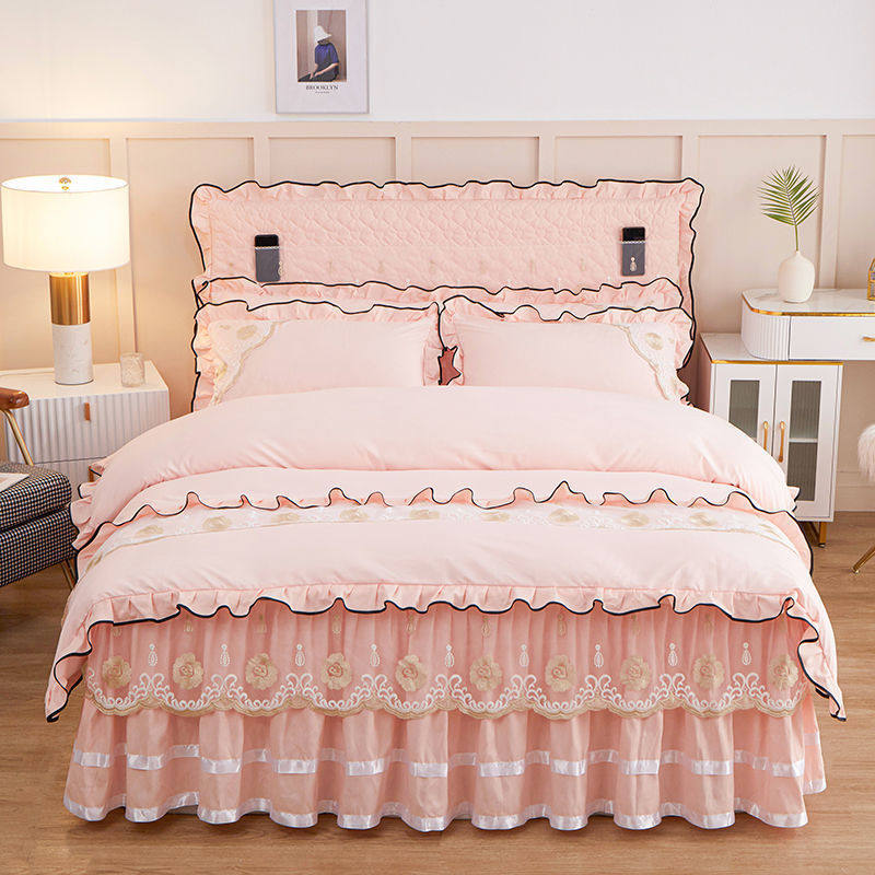 Princess Korean Style Lace Bed Skirt Four-Piece Set Five-Piece Quilt Cover Bedspread 1.8 Bedding Source Factory
