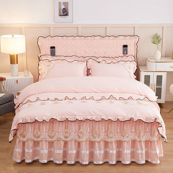 Princess Korean Style Lace Bed Skirt Four-Piece Set Five-Piece Quilt Cover Bedspread 1.8 Bedding Source Factory