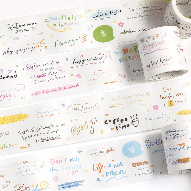 Letter lovers die-cut and paper tape handwritten graffiti Korean ins wind word plain hand account mobile phone back card collage