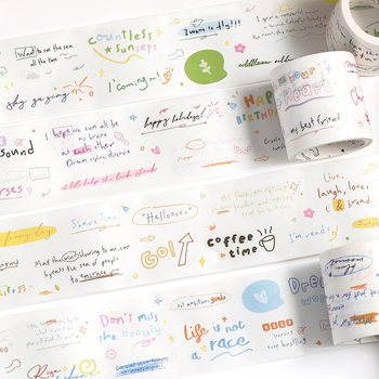Letter lovers die-cut and paper tape handwritten graffiti Korean ins wind word plain hand account mobile phone back card collage