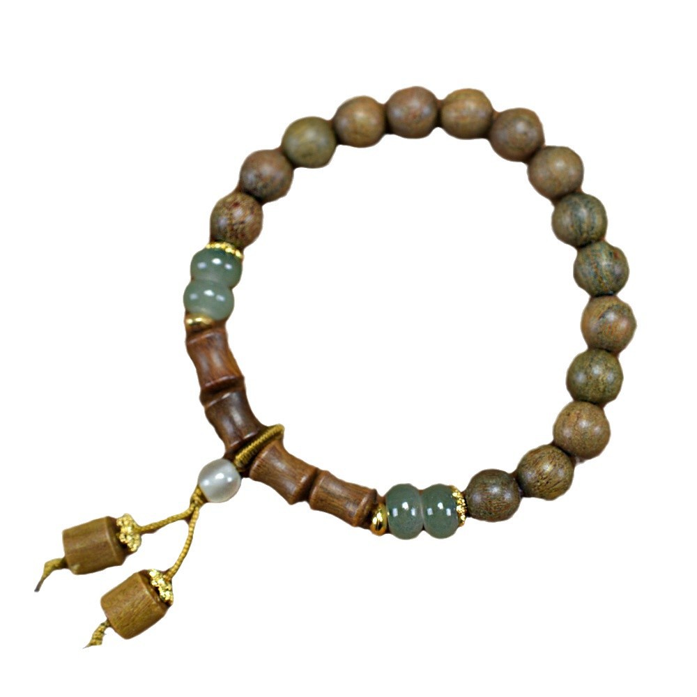 Green sandalwood 8mm bracelet with jade niche original design explosions single circle bracelet wooden text play bracelet wholesale