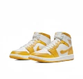 Leather AJ1 Mid White Yellow