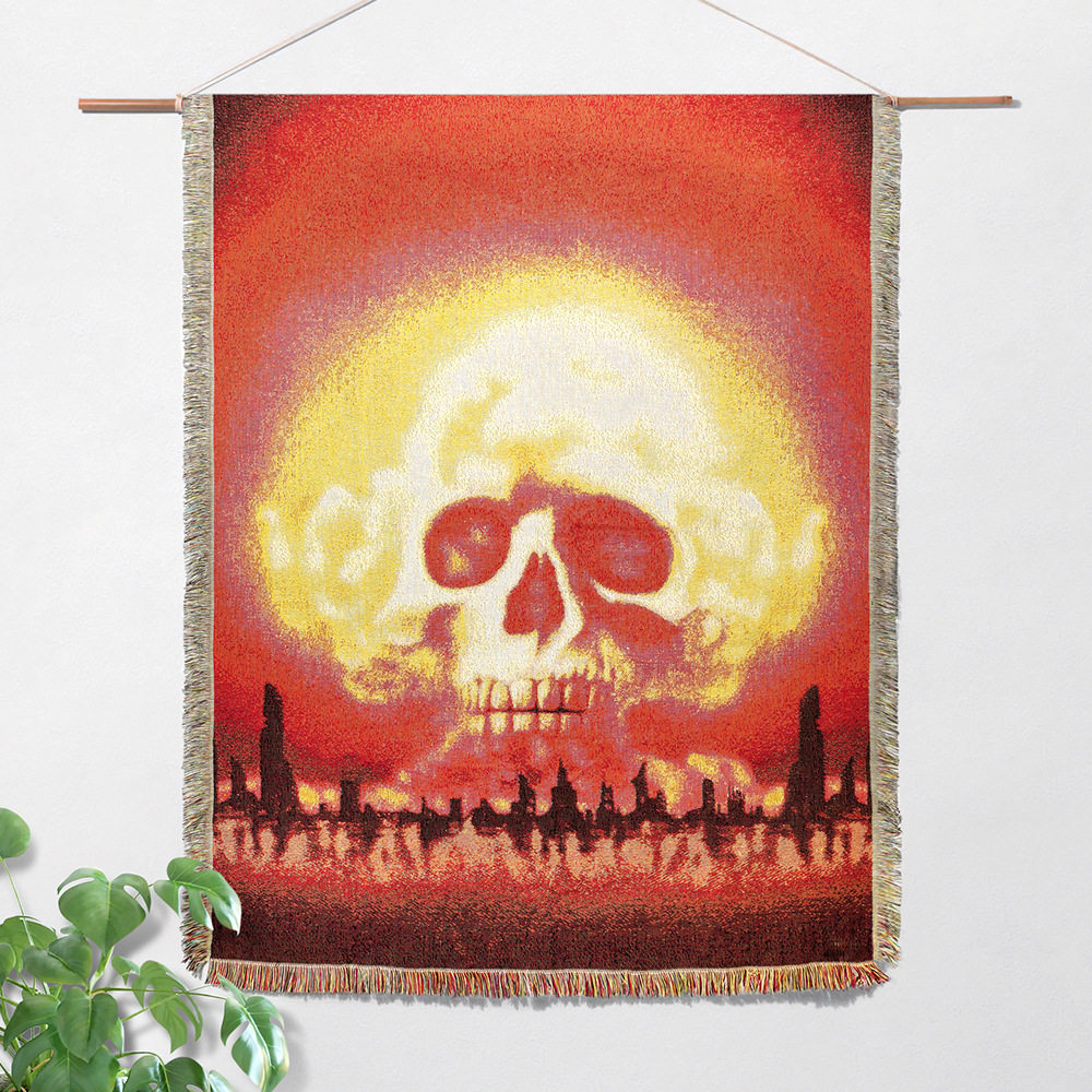 Customized Halloween Skull Tapestry Amazon Home Carpet Mat Cross-Border Jacquard Thread Blanket Background Wall Blanket Wholesale