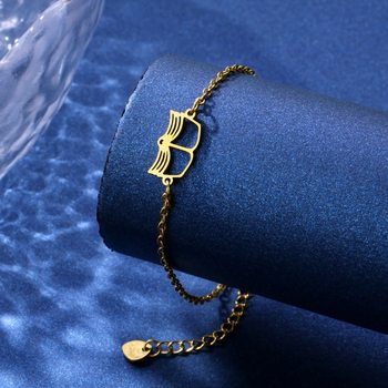 Stainless Steel Hollow Book Pendant Bracelet Niche Versatile Light Luxury High-End Jewelry Wholesale