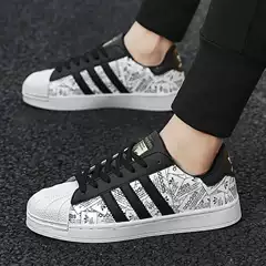 Shell Toe Sneakers Gold Label Black Men's Shoes Darth Casual Sneakers Couple Versatile Adidas Three Stripes White Men's Shoes