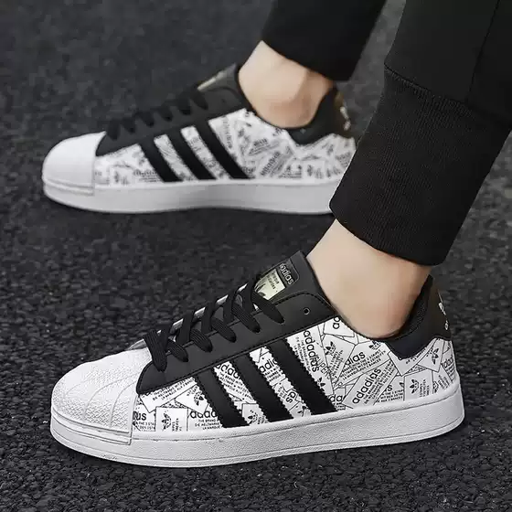 Shell Toe Sneakers Gold Label Black Men's Shoes Darth Casual Sneakers Couple Versatile Adidas Three Stripes White Men's Shoes