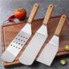 Amazon Wooden Handle Stainless Steel Outdoor Barbecue Tools Bbq Household Barbecue Teppanyaki Shovel Cooking Shovel Food Shovel