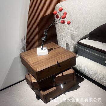 Modern Simple Rotating Bedside Table Bedroom Creative Bedside Table Light Luxury Designer Wood Grain Italian Minimalist Storage Cabinet