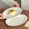French Retro Ceramic Oval Plate Cake Dessert Plate Breakfast Plate Steak Western Food Plate White Plate Flat Plate