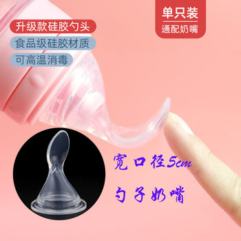 Suitable for 5cm baby bottle baby wide diameter spoon baby food supplement rice paste spoon head feeding silicone spoon to drink water.