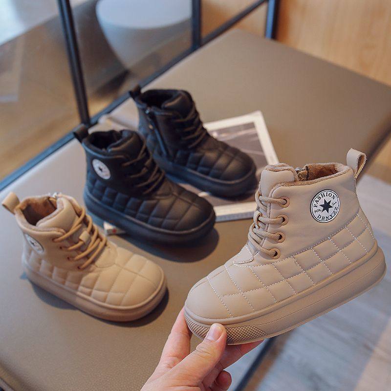 Girls Cotton Boots 2022 New Fleece-lined Girls Cotton Boots Soft Bottom Bread Shoes Children's Snow Boots Boys' Short Boots Trendy