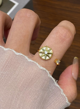 欧美时尚精致八芒星微镶锆石闺蜜戒指轻奢小众气质百搭戒子指环