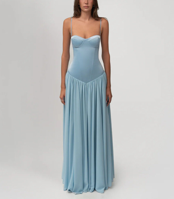 Elegant Strapless Maxi Dress Sexy Fitted Bodice Flared Skirt Perfect for Parties Wholesale Available