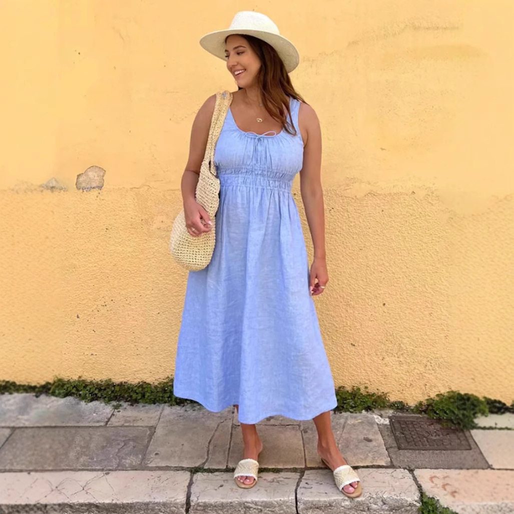 Summer Womens Solid Color Strapless Dress Elegant Design Comfortable Fabric Versatile Style Perfect for Casual