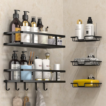 Cross-border New Punch-free Bathroom Rack Wall Hanging Household Bathroom Soap Rack Toiletries Storage Rack