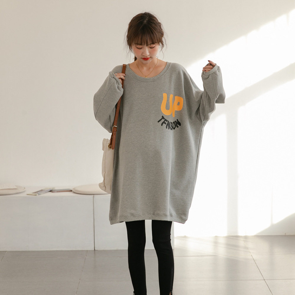 Spring New Maternity Dress Korean Style Loose Slim-fit Women's Mid-length Casual Sweatshirt