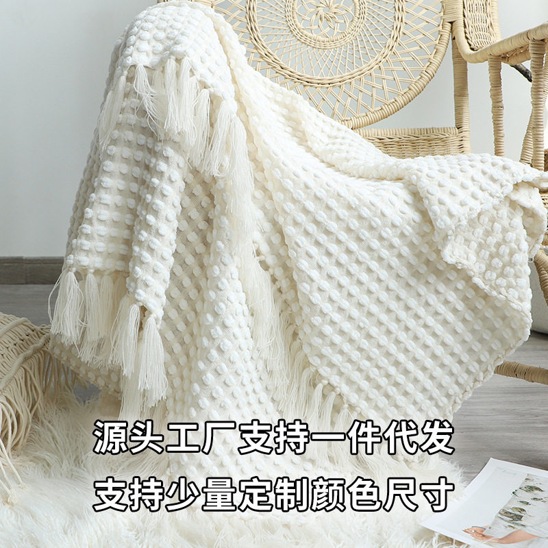 White Blanket Chenille Knitted Blanket Casual Shawl Cover Blanket Sofa Blanket Blanket Homestay Bed End Blanket
