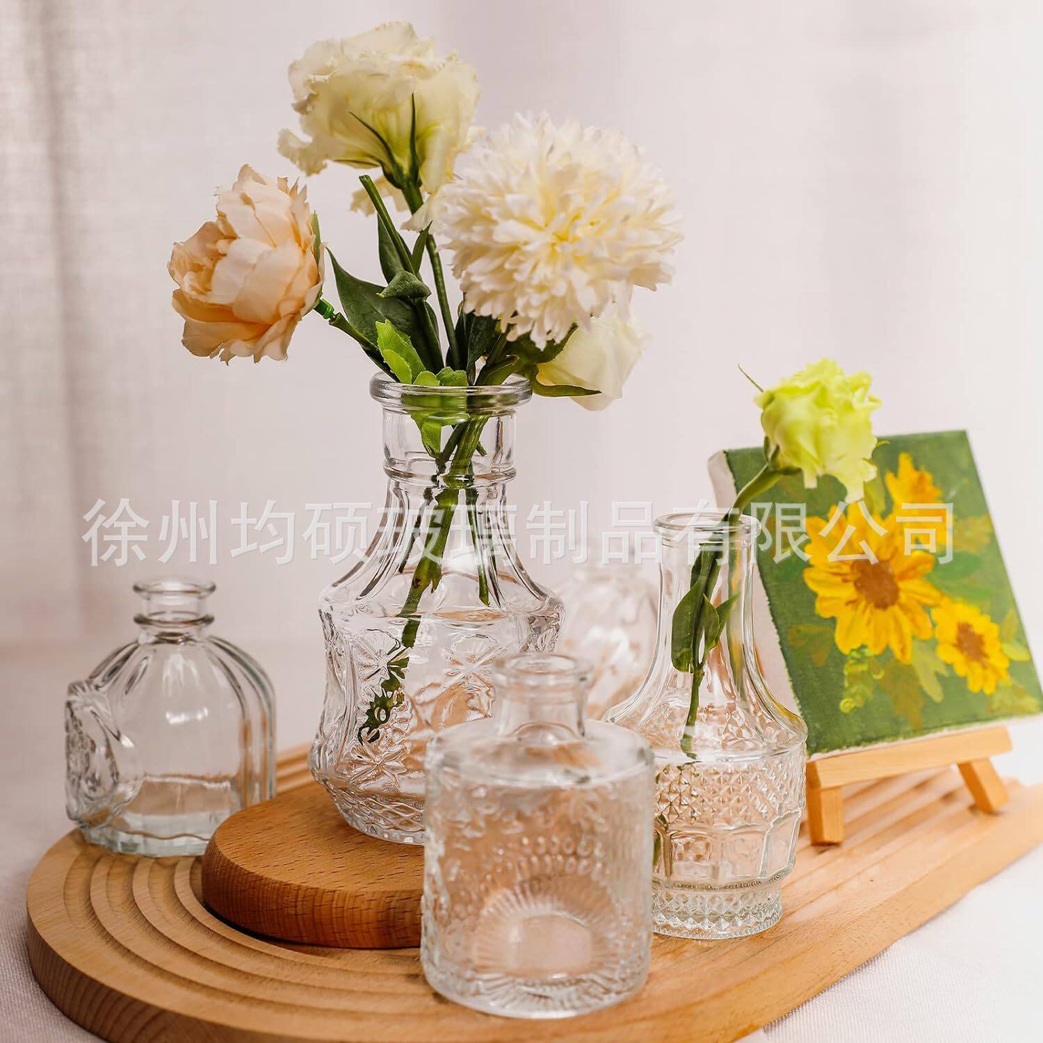 亚马逊小花瓶套装桌面摆件玻璃花瓶高颜值香薰瓶家居装饰品工厂