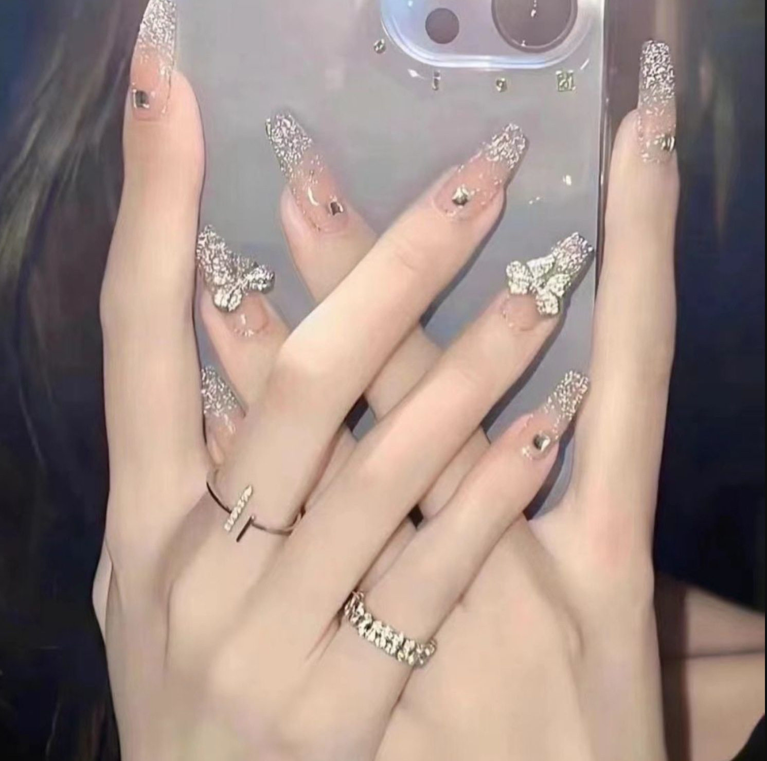 French flash butterfly machine wearable nail products wearable nail piece wholesale 24 pieces of wearable nail source factory