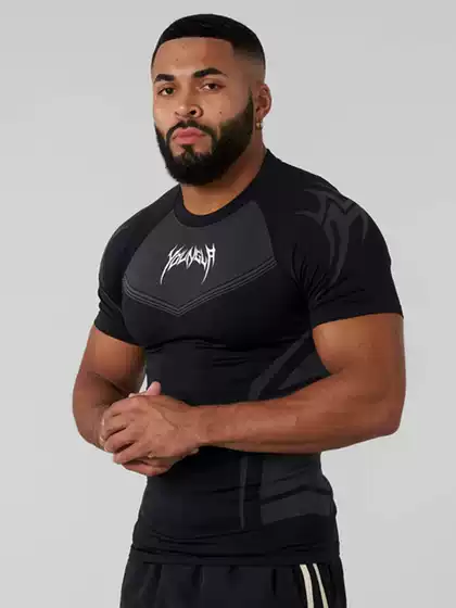 YOUNGLA Men's Summer T-shirt Sports Fitness Quick-drying Breathable Stretch Fitness Outdoor Running Basketball Clothing T-shirt