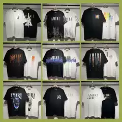 SummeR New ShoRt-sleeved AM1R1 ICON LetteR PRinted Loose T-shiRt Men's TRendy BRand Casual Half-sleeved Tops foR Women