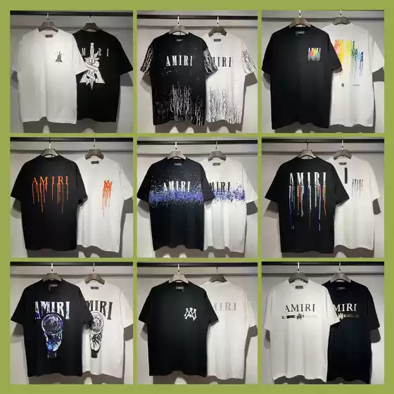 SummeR New ShoRt-sleeved AM1R1 ICON LetteR PRinted Loose T-shiRt Men's TRendy BRand Casual Half-sleeved Tops foR Women