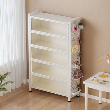 Steel Bookcase with Hole Board Children's Household Bookshelf Living Room Floor Storage Cabinet Dust-proof Storage Cabinet Storage Rack
