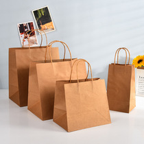 Spot Kraft Paper Bags Handbags Blank Takeaway Packaging Bags Clothing Shopping Bags Kraft Bags Print LOGO