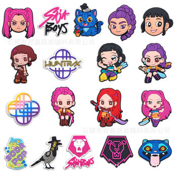 Kpop Demon Hunters Croc Shoes Flower Shoe Buckle Demon Hunter Girl Group Pvc Patch Factory Direct Sales