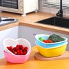 Double-Layer Fruit and Vegetable Drain Basket Plastic Fruit Basin Vegetable Washing Basket Kitchen Living Room Home Vegetable Washing Basin Complete Set