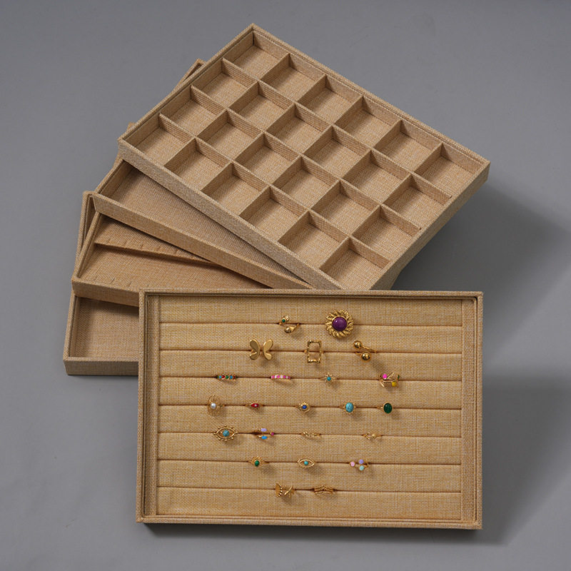 Linen Jewelry Tray Necklace Display Stand Ring Pendant Jewelry Bracelet Earring Display Tray Storage Box