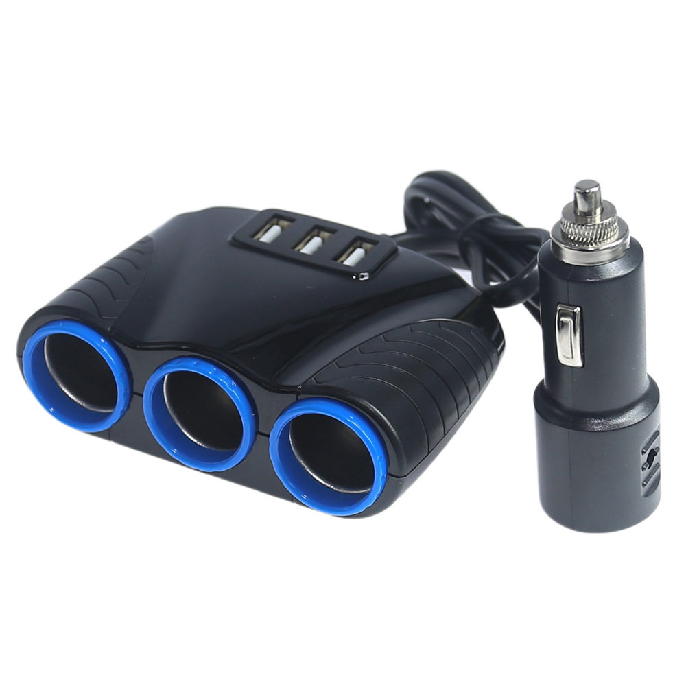 Cross-border one-to-three cigarette lighter car charging car charger car plug USB Function Car air pump refrigerator extension