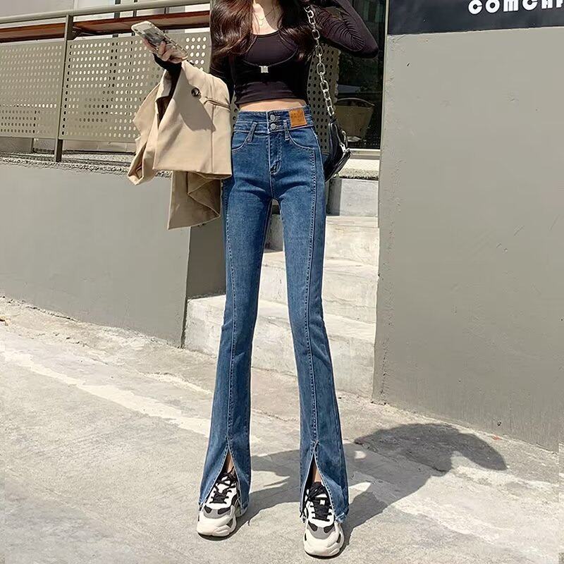 High Waisted Wide Leg Jeans for Women Slim Fit Flared Hem Trendy Korean Style Fall Winter Fashion Wholesale