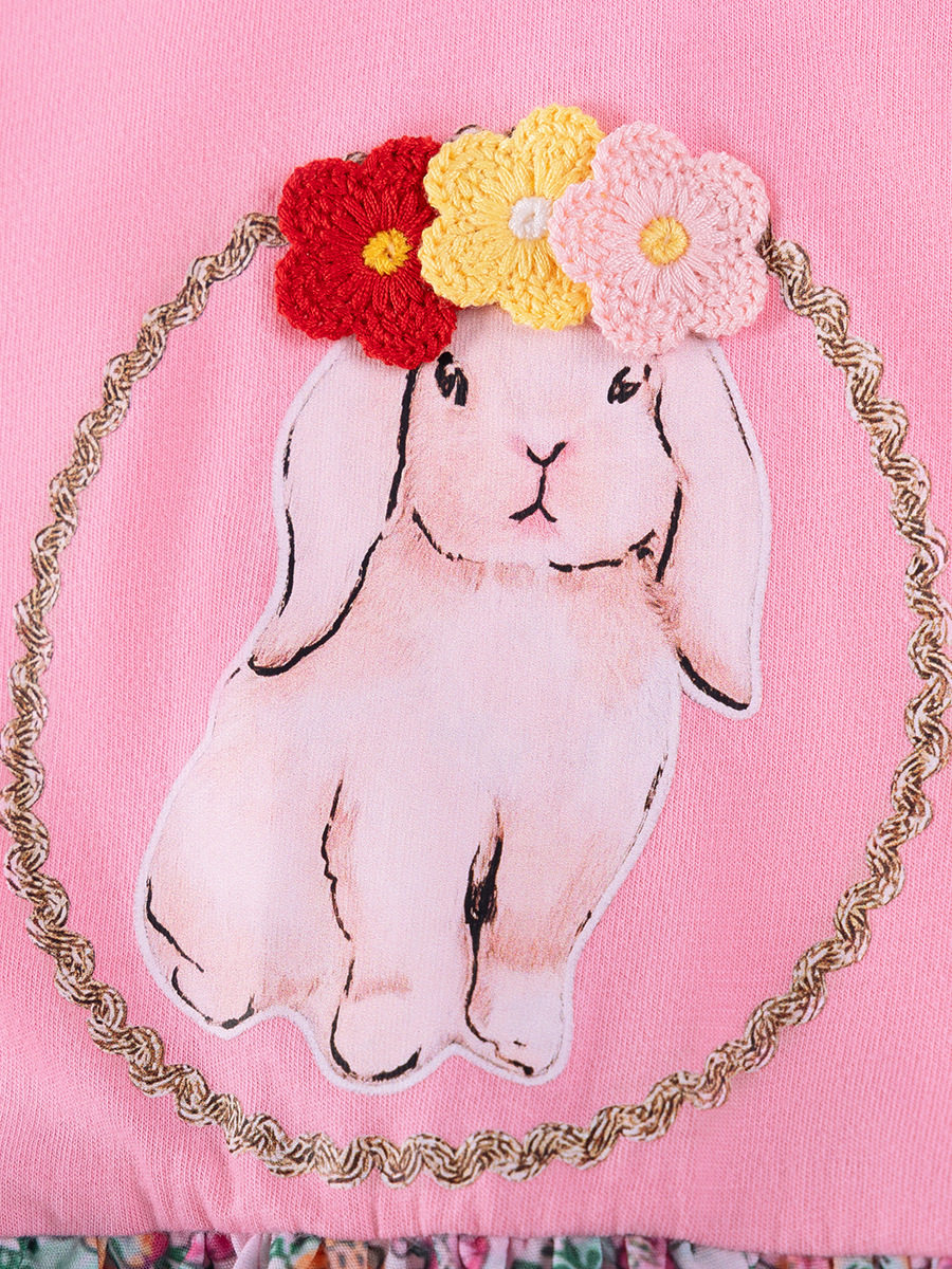 Summer Girls' Dress, Floral Cartoon Kids' Dress, Short-sleeve Breathable Kids' Skirt