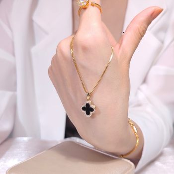 Four-leaf Clover Necklace Women's Light Luxury Niche Distinctive Clavicle Chain 2021 New Style Design Sense Accessories Summer
