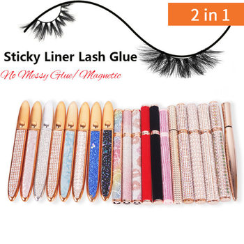 New Starry Sky eyeliner eyeliner glue pen Net Red Diamond glue-free self-adhesive eyelash pen dual-use glue eyeliner