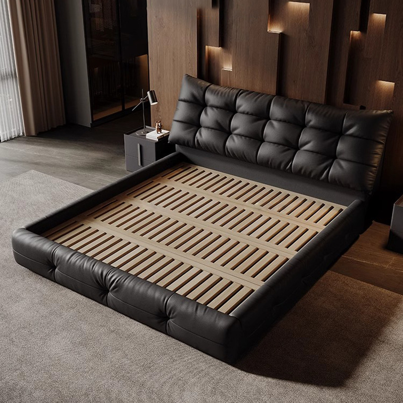 大黑熊床意式极简真皮床主卧高端大气2025新款婚床卧室软包双人床