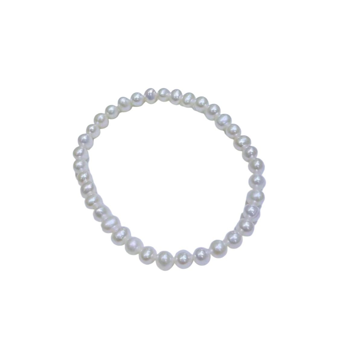 Natural Freshwater Pearl Bracelet 4.5-5mm Nearly Round, Almost Flawless Leather Cord, Not Easy to Break, Sweet and High-End for Women