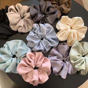 Korean Style Daily 10 Colors in Super Large Solid Color Satin Large Intestine Hair Ring High-end Sense Retro Ball Hair Rope for Women