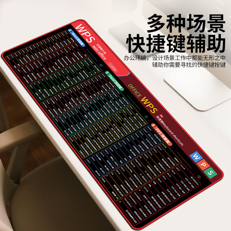 Extra Large Mouse Pad Wps/Cad/Ps/Ai/Pe Shortcut Keys Office Computer Desktop Keyboard Pad Extension Anti-Slip Pad